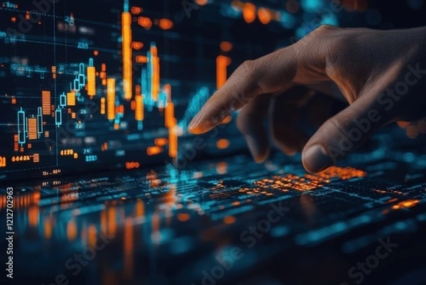 Obraz An upward-pointing development graph or stock market chart indicator that indicates a company's growth and success aim for 2025. Generative Ai