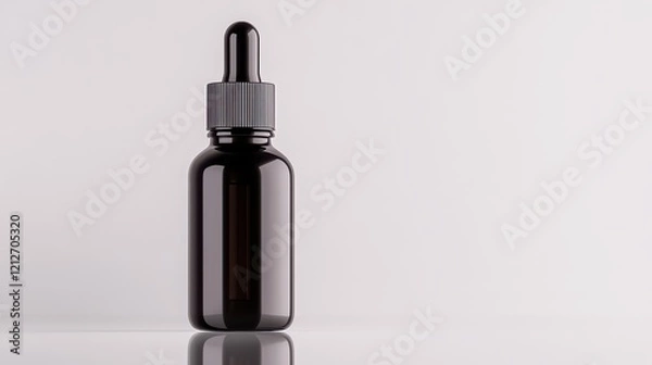 Obraz Minimalist 3D Packshot of a Black Liquid Dropper Bottle on a Clean White Background with Clarity