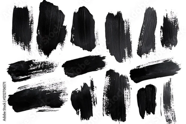 Fototapeta Set of Black paint strokes on a blank background