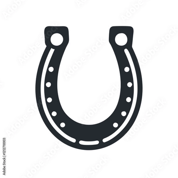 Fototapeta Solid black horseshoe icon, perfect for luck and good fortune.