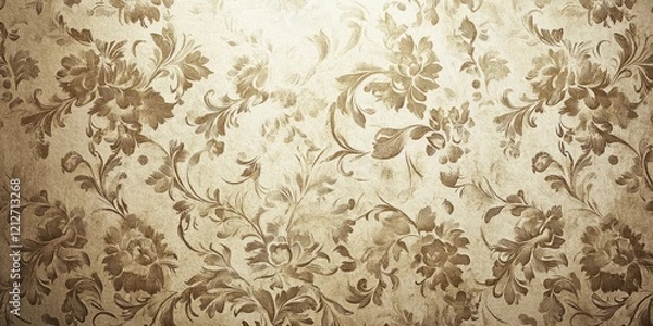 Fototapeta repeating floral patterns with subtle textures and soft shadows, ideal for romantic vintage backgrounds.