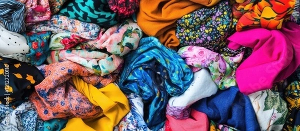 Fototapeta Colorful and vibrant assortment of diverse fabrics ideal for creative design projects and textile inspiration