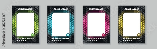 Fototapeta Set of player trading card template, Photo frame and border collection for soccer, hockey, volleyball, and basketball players, Sport flyer layout design, Template eps 10.