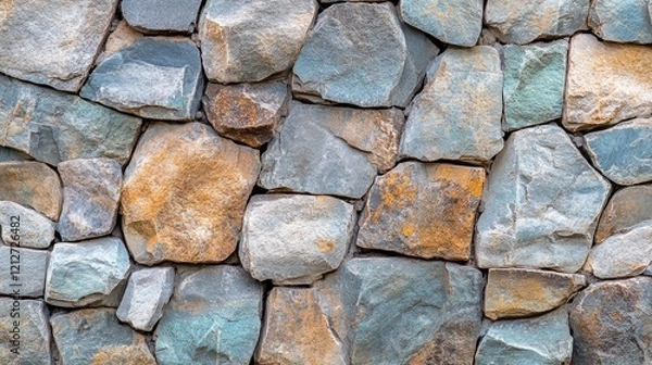 Obraz Turquoise and Gray Grunge Stone Wall Texture for Background or Banner Design Featured in Unique Natural Stone Arrangement