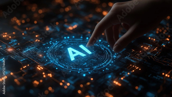 Fototapeta Artificial Intelligence image concept. Technology and business. 