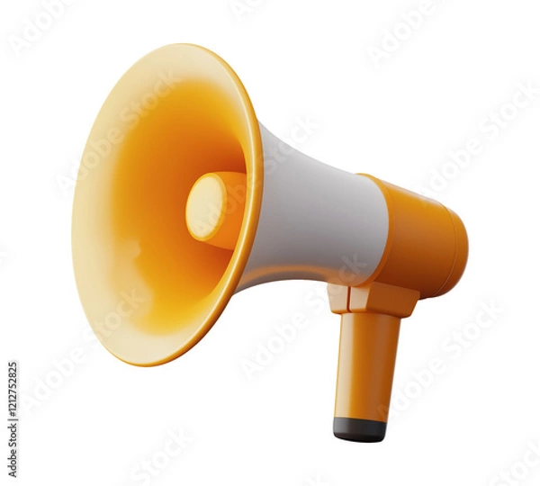 Fototapeta 3D megaphone PNG in orange and white - isolated transparent background