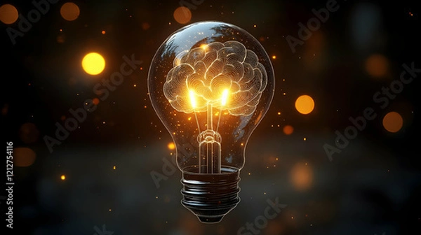 Fototapeta Glowing Tree Inside Lightbulb: Symbol of Sustainable Energy and Growth