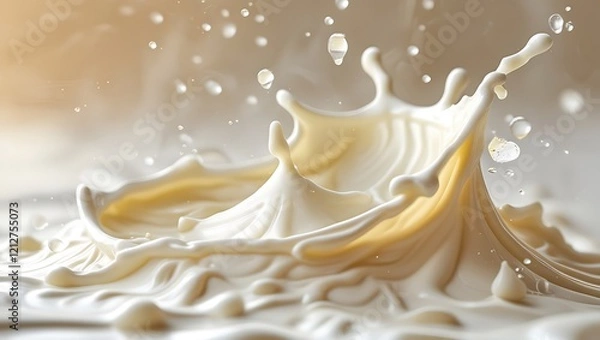 Fototapeta Dynamic Milk Splash , Fresh and Creamy Liquid Motion, White Milk Splash in Motion,  Smooth and Refreshing Concept