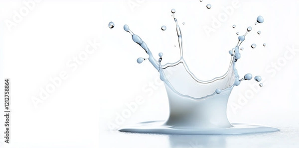 Fototapeta Milk splash isolated on white background, creating dynamic and refreshing visual. droplets capture essence of movement and fluidity, perfect for various creative projects