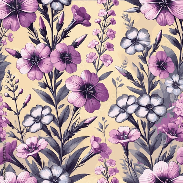 Fototapeta seamless floral pattern for textile print,purple flower,tiny flower,