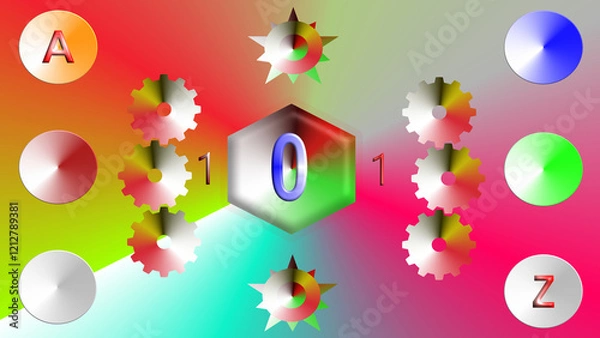 Obraz Sfondo multicolore con forme lettere e numeri