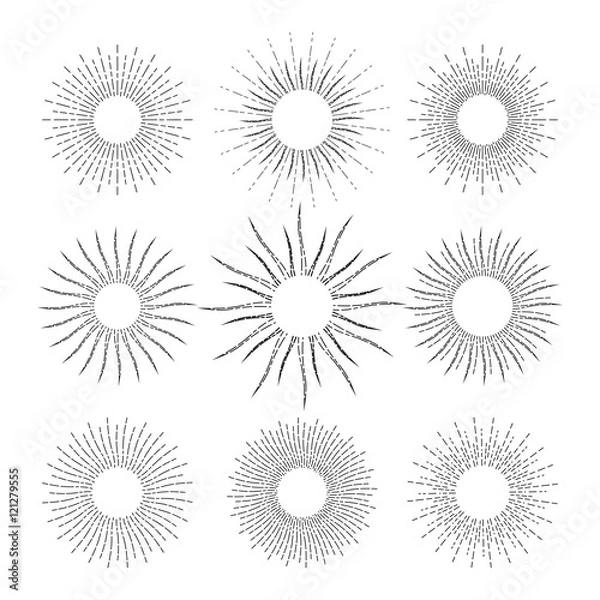 Obraz Set of Vintage Linear Sunbursts