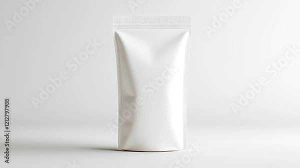 Fototapeta 3d mockup Minimalistic White Plastic Tube on Clean White Background Showcasing Simple Modern Product Design