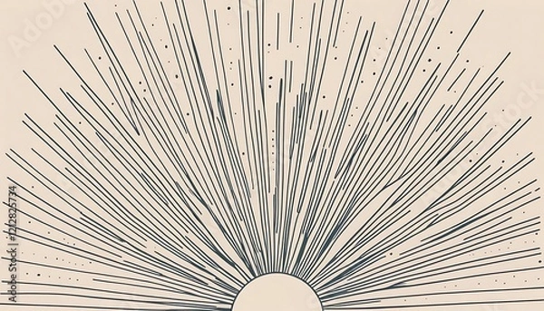 Fototapeta Abstract Sunburst Design with Linear Rays and Dots