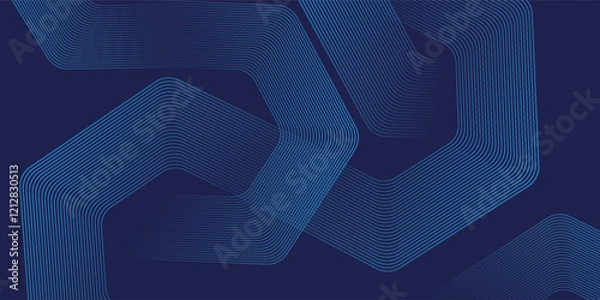 Fototapeta Modern abstract blue background with glowing geometric lines. Blue gradient hexagon shape design. Futuristic technology concept.