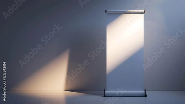Obraz Blank roll-up banner in a minimalistic studio setting. generative ai.
