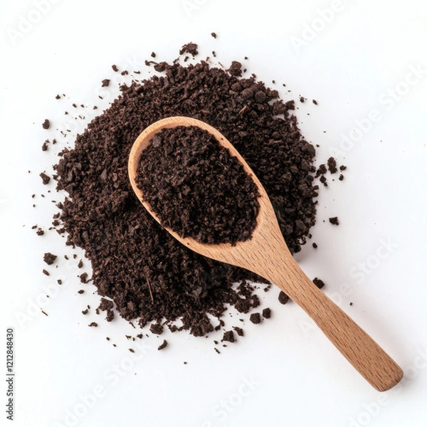 Fototapeta Isolated Coffee and Cocoa Powder – Ground Beans, Caffeine, and Beverage Ingredients