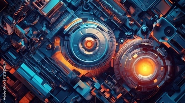 Fototapeta Machine work abstract concept vector illustrations.