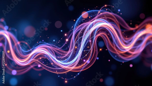 Fototapeta Gamma AI with fluid dynamic flow and glowing orbs.