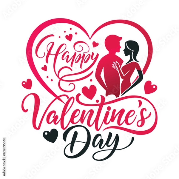 Obraz Romantic happy valentines day graphic with couple vector image
