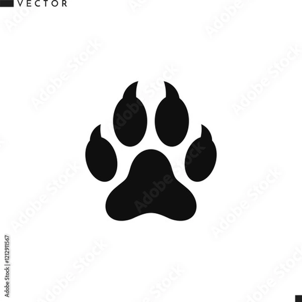 Obraz Wolf paw print vector. Animal paw print silhouette. Arctic wolf icon