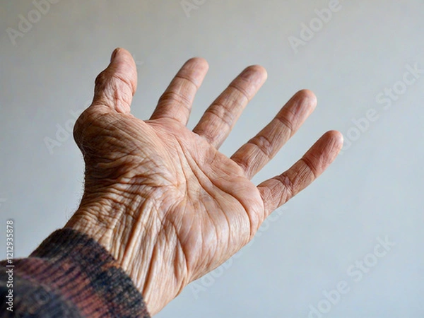 Obraz old hand on white background