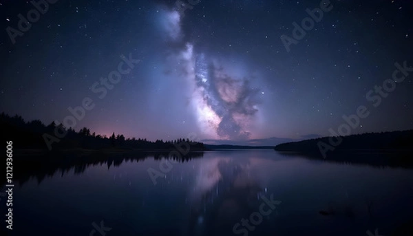 Obraz nature night with starry sky, Generated image