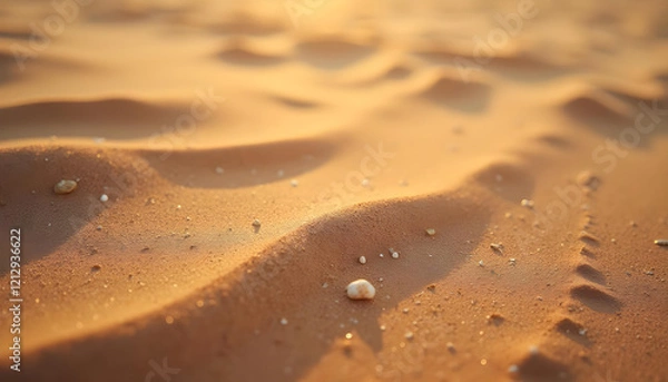 Obraz sand texture with shells and stones, Generated image