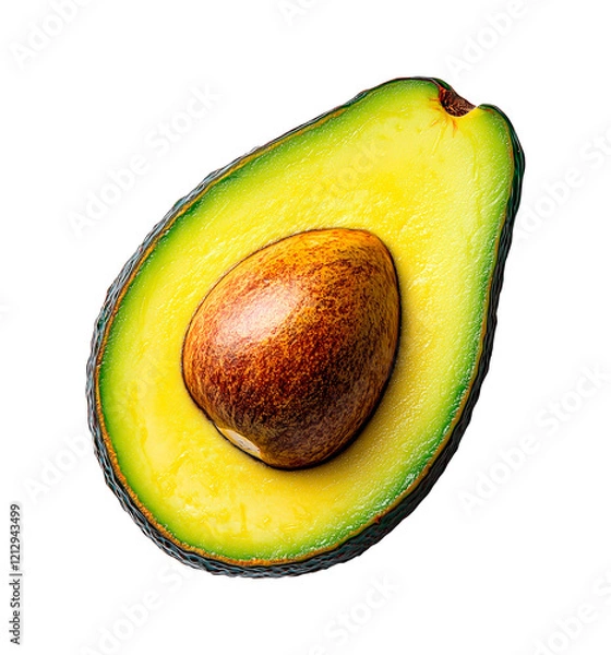 Obraz Half avocado isolated on a white or transparent background, avocado png image