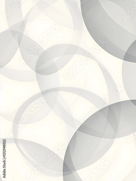 Fototapeta Minimalist overlapping abstract gray and white curves forming a soft textured design