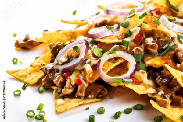 Obraz supreme nachos with beef and vegetables