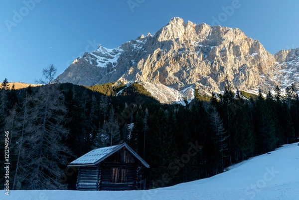 Obraz Idyllische Winterlandschaft mit Zugspitzblick