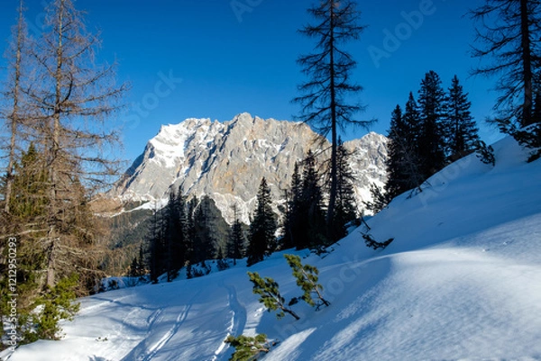Obraz Skitour mit Zugspitzblick