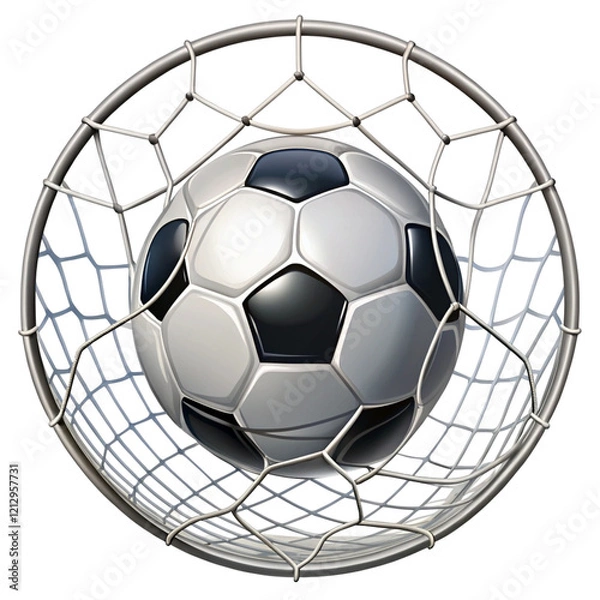 Fototapeta Soccer ball in net vector pictogram isolated on transparent background  
