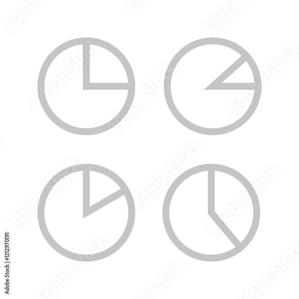Fototapeta Pie chart icon. Percentage, share or statistics symbol. Circle divided into segments, parts.