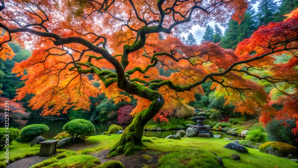 Obraz Autumn maple tree at japanese garden in Kyoto, Japan
