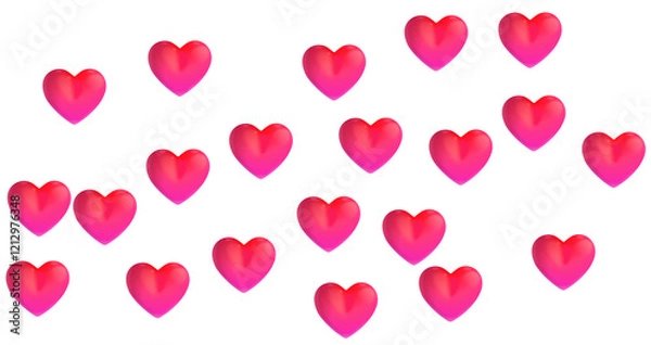 Fototapeta Pattern with red hearts isolated on white background 