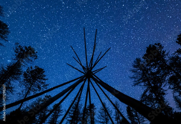 Obraz Stars Over An Old Teepee Frame