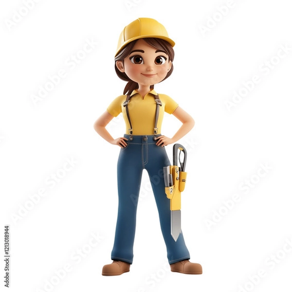 Fototapeta 3D Illustration of A Women Expert Holding Tool Isolated on Transparent Background
