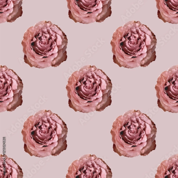 Fototapeta Seamless vector artistic pink roses pattern
