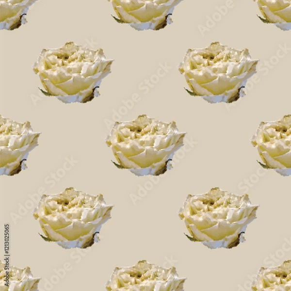 Obraz Seamless vector artistic white roses pattern