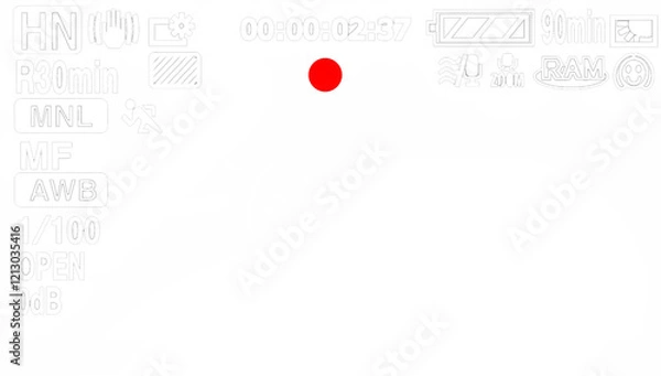 Fototapeta Camcorder viewfinder with transparent screen. Recording concept with timecode. Camera recording screen overlay