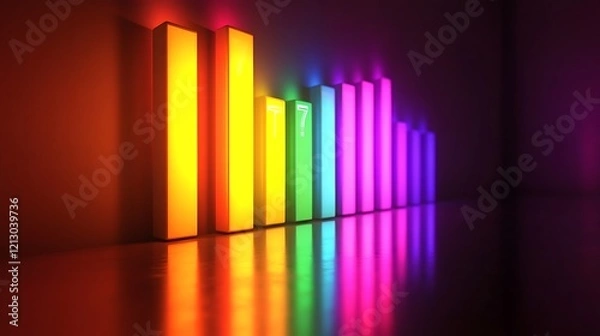 Obraz Glowing digital bar graph illustrating financial improvement in a futuristic theme