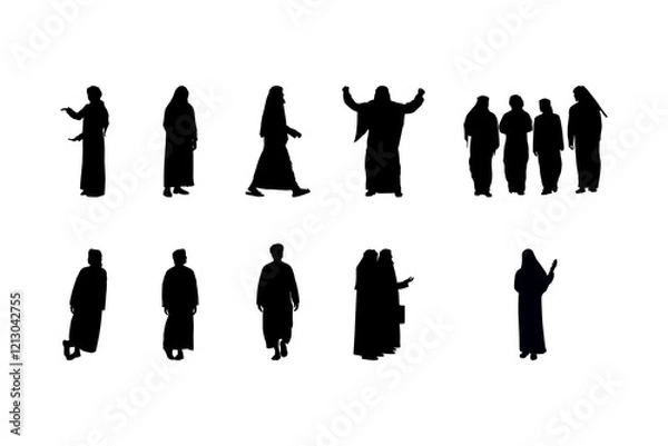 Obraz Arabian man silhouette set