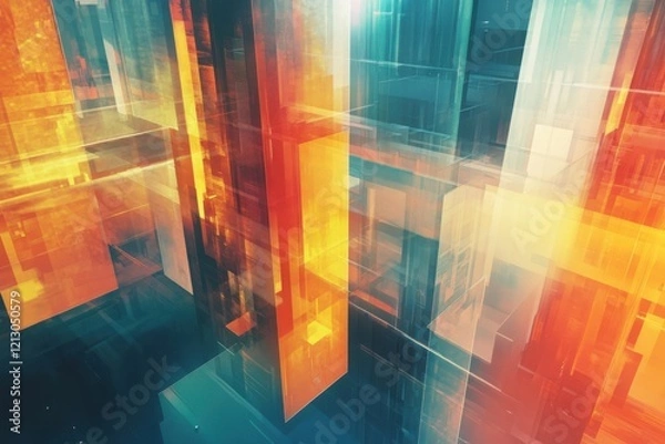 Fototapeta A vibrant, multicolored abstract artwork filled with dynamic shapes and bold hues. A striking visual expression of creativity and emotion, perfect for modern design and artistic projects.