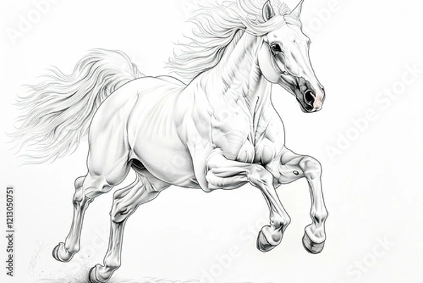Fototapeta Majestic Horse Showcasing Power and Grace With Its Impressive Muscles and Shiny Coat While Rearing on Its Hind Legs in a Natural Setting