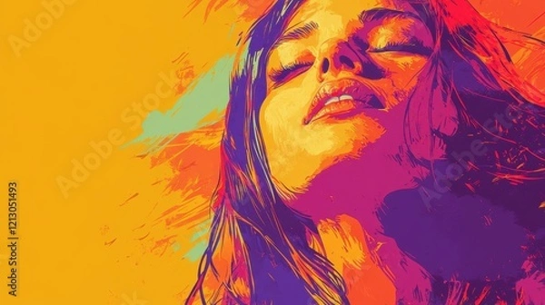 Obraz Vibrant Abstract Portrait Of A Woman With Closed Eyes