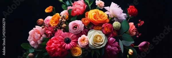 Fototapeta Vibrant Summer Bouquet - A stunning arrangement of colorful blooms, symbolizing joy, beauty, love, celebration, and new beginnings.  Perfect for various occasions.