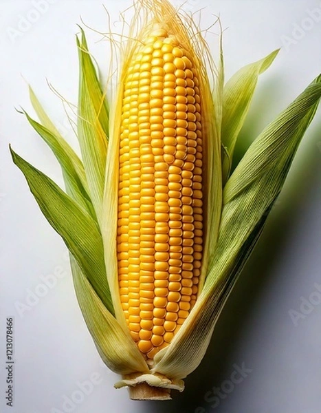 Obraz fresh corn cob on white background 6