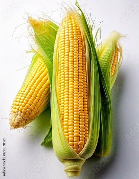 Obraz fresh corn cob on white background 3